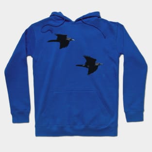 Two Ravens In Flight Vector Cut Out Hoodie